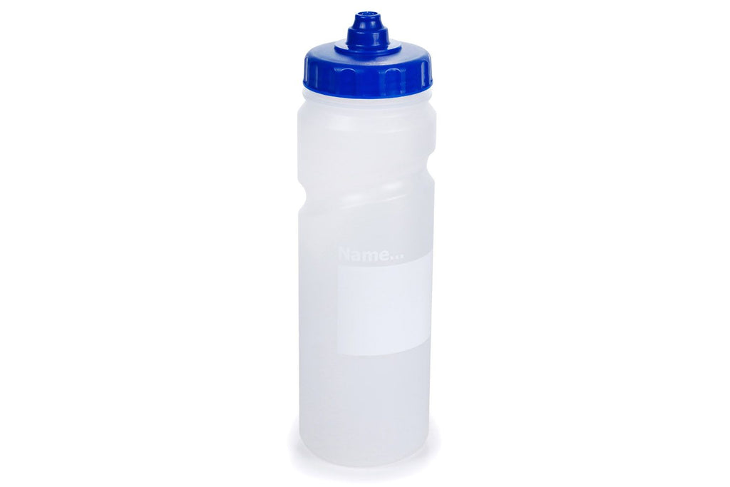 Clear education water bottle with ID block (multple sizes)