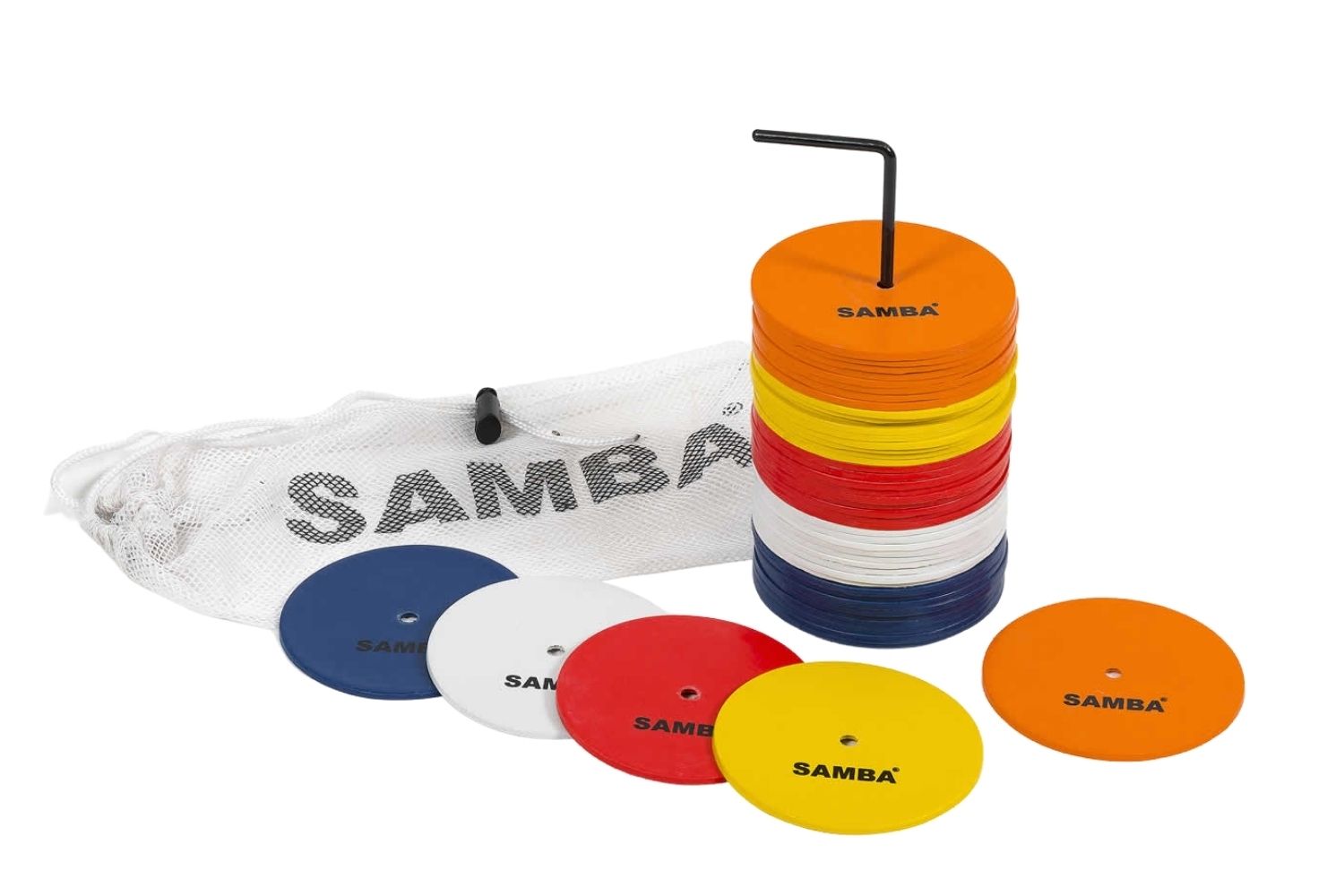 Small Round Rubber Flat Markers (4") - with stand and carry bag - multi coloured