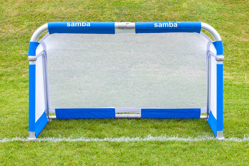 Samba 5ft x 3ft aluminium folding football goal set up on grass