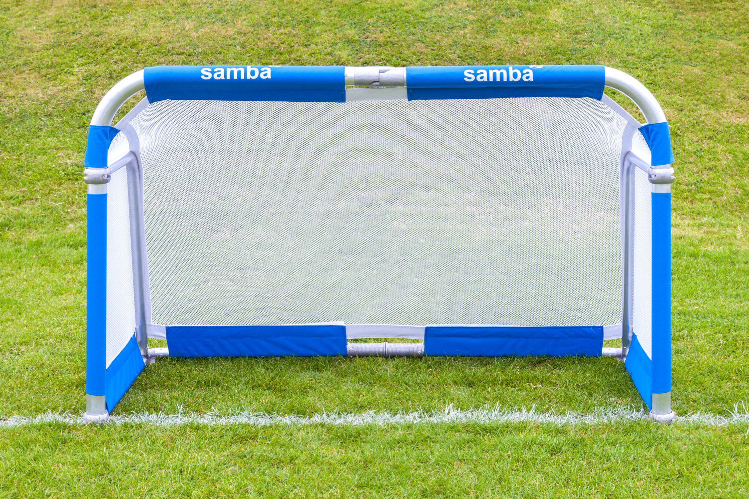 Samba 5ft x 3ft aluminium folding football goal set up on grass