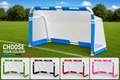 Samba 5ft x 3ft aluminium folding football goal shown with black, green, pink, red and cyan net colour options