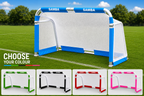 Samba 5ft x 3ft aluminium folding football goal shown with black, green, pink, red and cyan net colour options