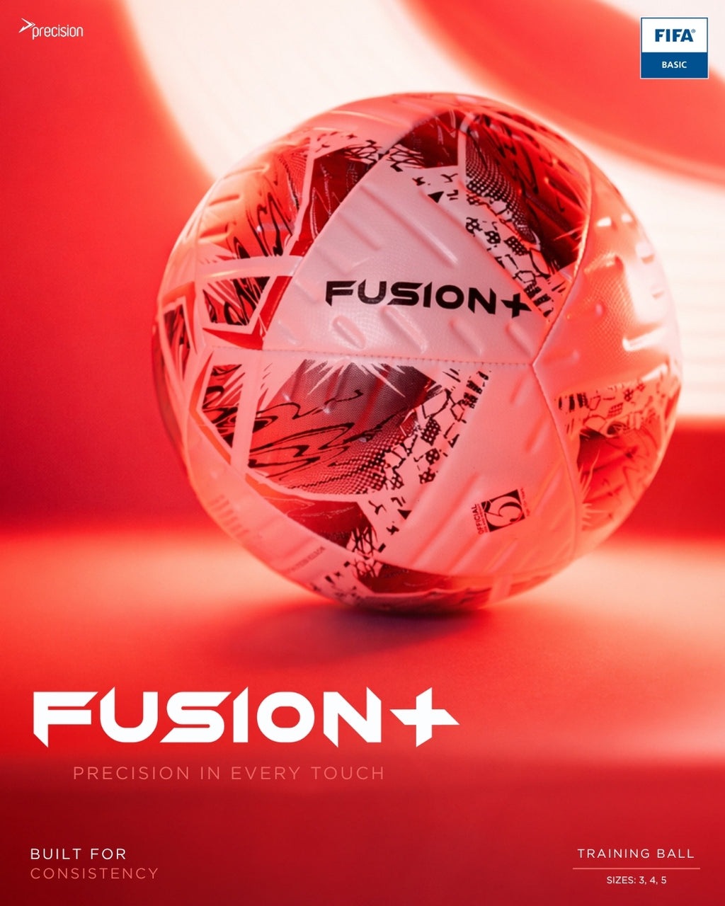 Precision Fusion+ FIFA Basic Training Ball | Size 3, 4 & 5