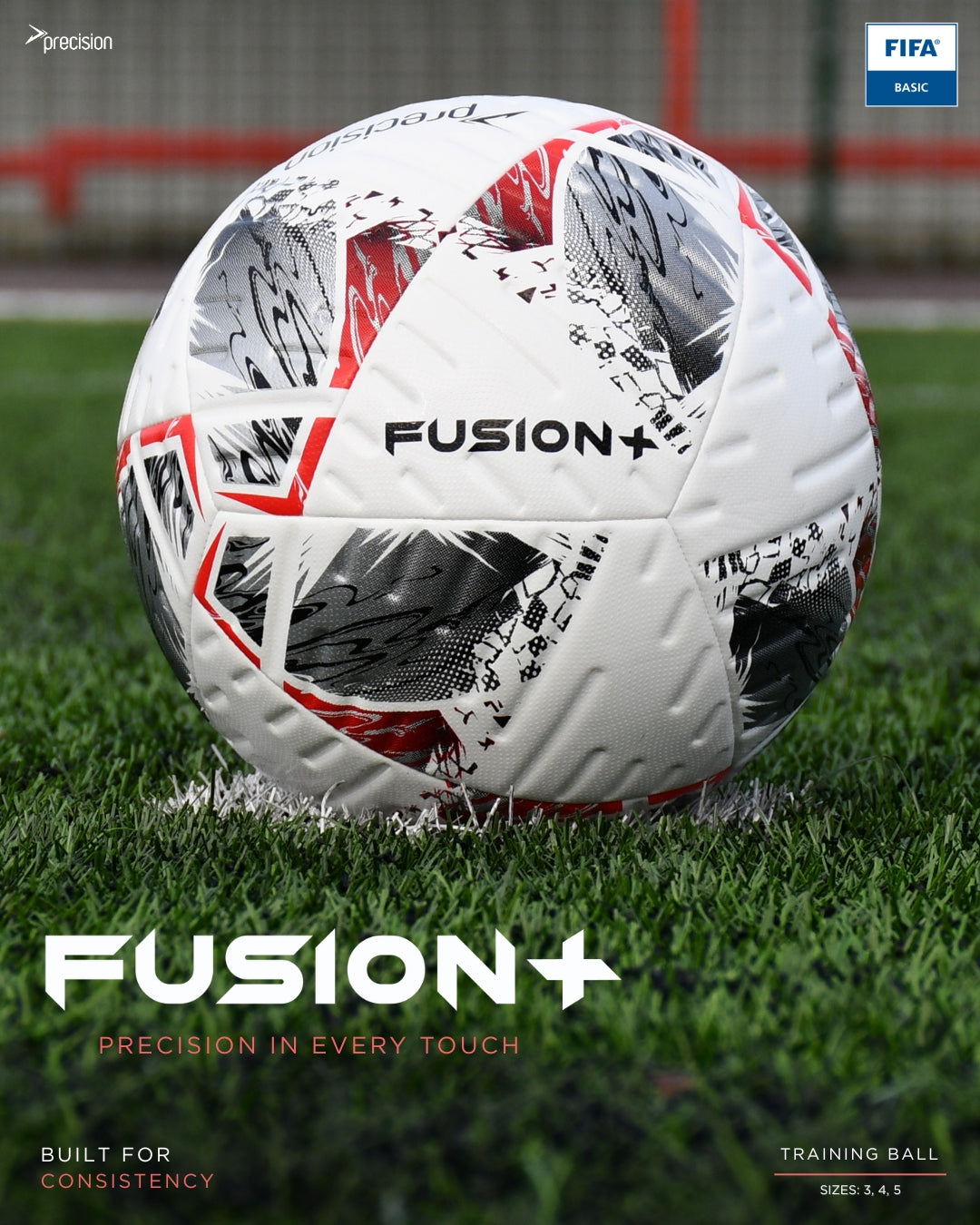 Precision Fusion+ FIFA Basic Training Ball | Size 3, 4 & 5