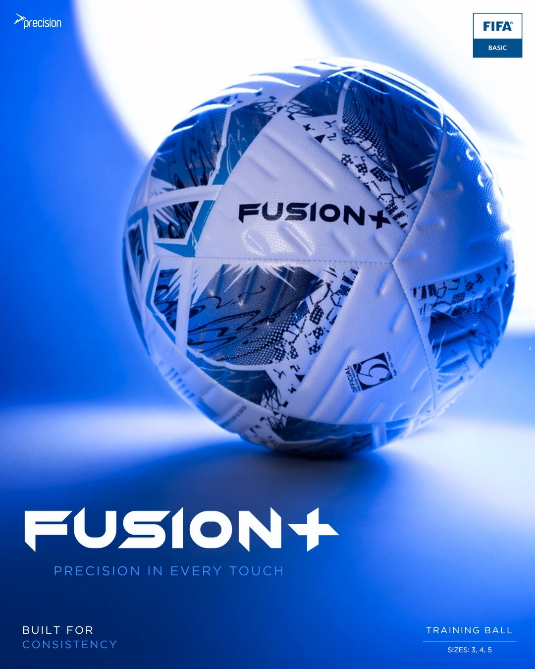 Precision Fusion+ FIFA Basic Training Ball | Size 3, 4 & 5