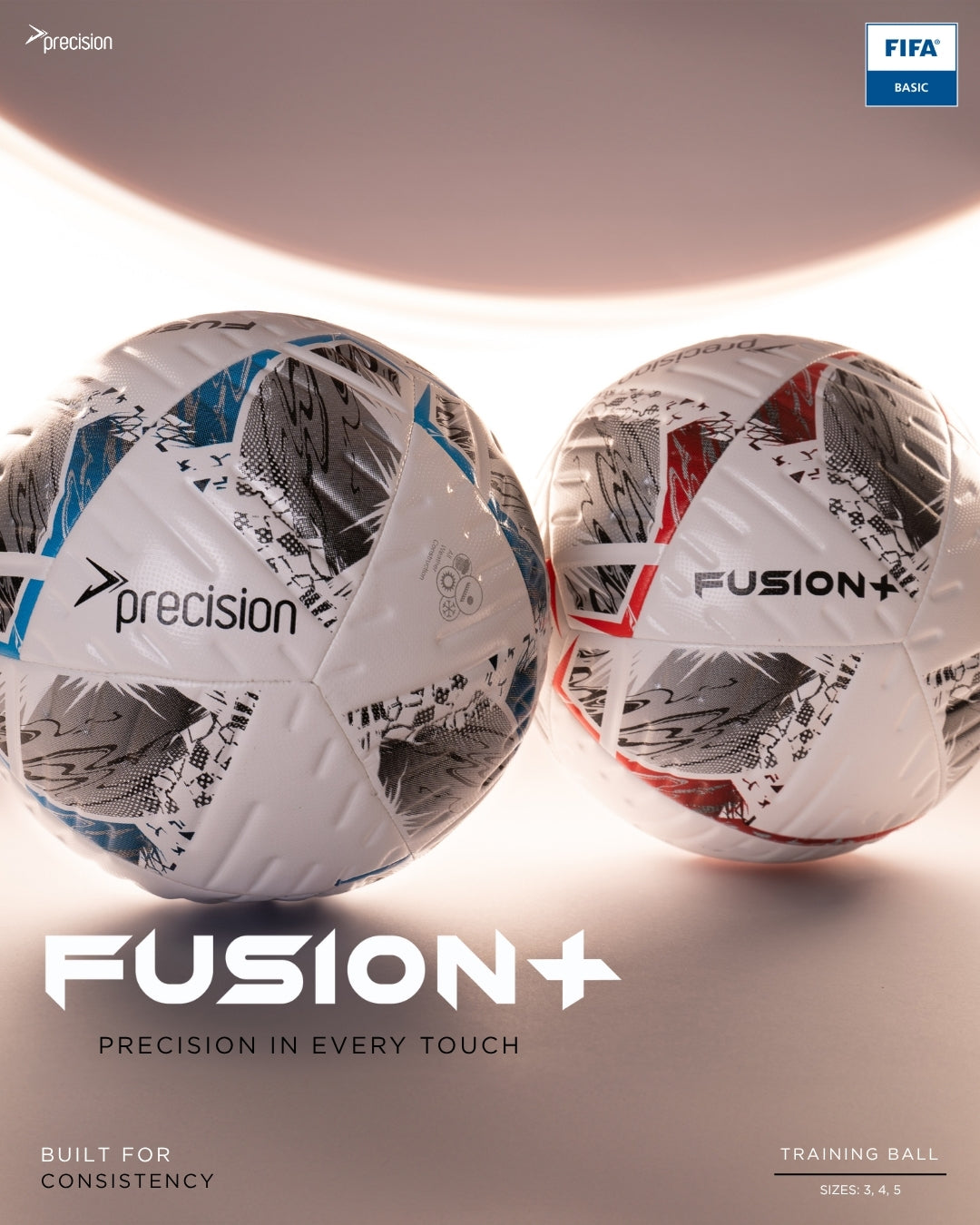 Precision Fusion+ FIFA Basic Training Ball | Size 3, 4 & 5